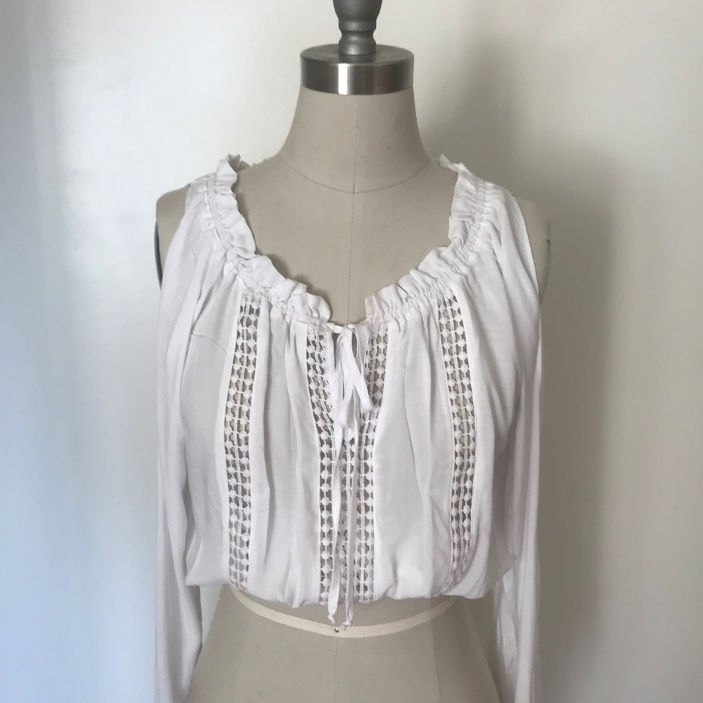 White Hippie Boho Crop Top Blouse
